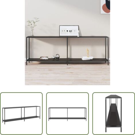 vidaXL Consolle in acciaio -  Tavolo Consolle Nero 220x35x75,5 cm in Vetro Temperato