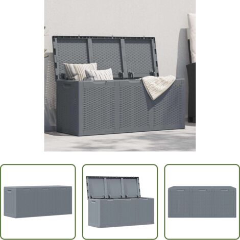 vidaXL Contenitore da esterno - Contenitore da Giardino Grigio in Rattan PP 270 L