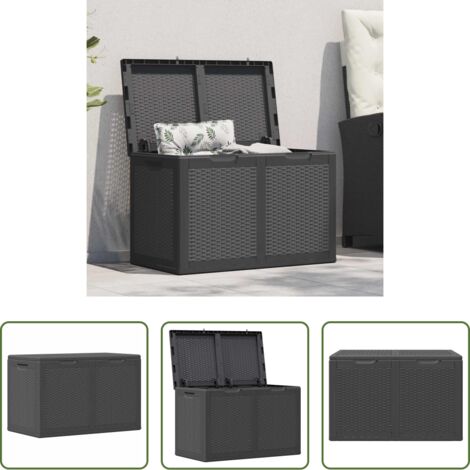 vidaXL Contenitore da giardino -  Baule da Giardino 180 L Nero in Rattan PP