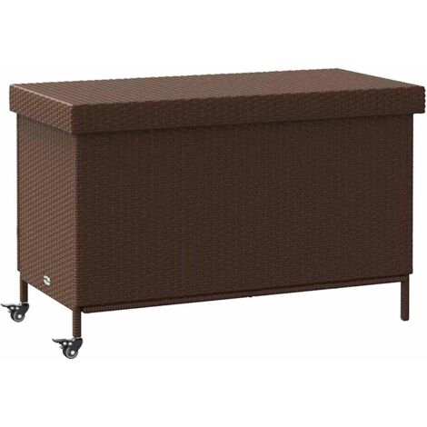 vidaXL Contenitore da Giardino con Ruote Marrone Polyrattan