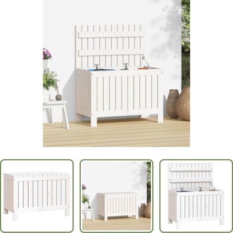 vidaXL Contenitore da patio -  Contenitore Giardino Bianco 76x42,5x54cm Legno Massello di Pino