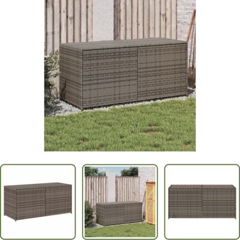 vidaXL Contenitore in polyrattan -  Contenitore da Giardino Grigio 283L in Polyrattan