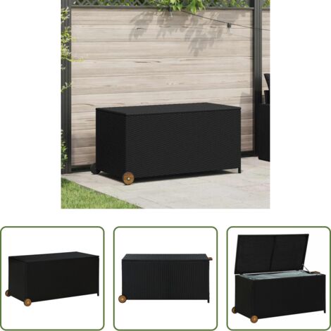 vidaXL Contenitore in polyrattan -  Contenitore da Giardino Nero 120x65x61 cm in Polyrattan