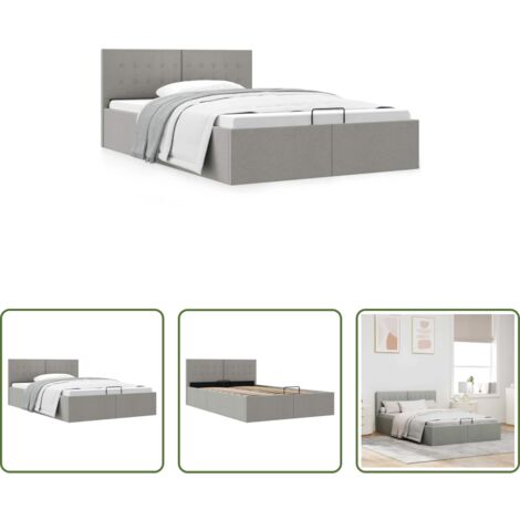 vidaXL Contenitore per materasso -  Giroletto Idraulico Contenitore Grigio Chiaro Tessuto 140x200cm