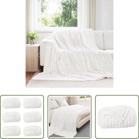 vidaXL Coperta da divano -  Coperte da Pile 6 pcs Bianco 270 x 240 cm Panno