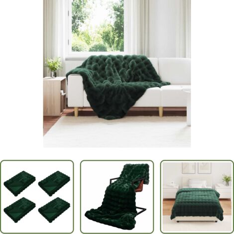 vidaXL Coperta in poliestere -  Coperta antiscivolo in finta di coniglio Olite 4 pcs Poliestere