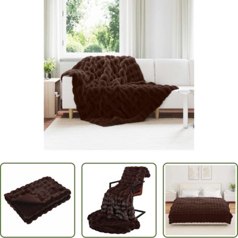vidaXL Coperta in poliestere -  Coperta antiscivolo in finta di coniglio Olite Cammello