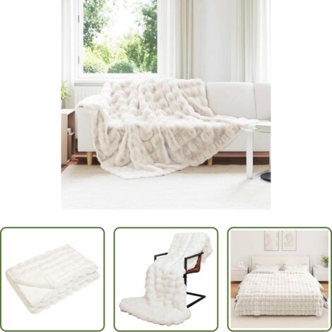 vidaXL Coperta morbida -  Coperta antiscivolo in finta di coniglio Olite Bianco