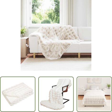 vidaXL Coperta morbida -  Coperta antiscivolo in finta di coniglio Olite Bianco