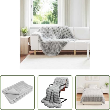 vidaXL Coperta morbida -  Coperta antiscivolo in finta di coniglio Olite Grigio