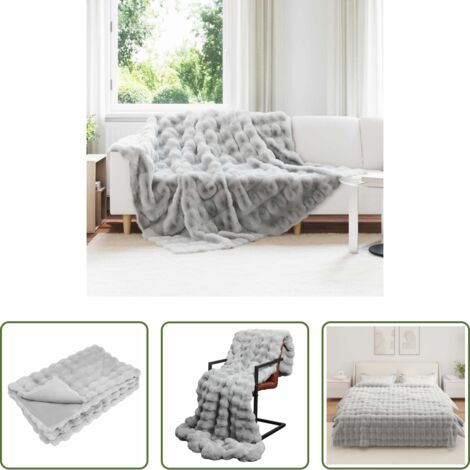 vidaXL Coperta morbida -  Coperta antiscivolo in finta di coniglio Olite Grigio