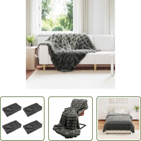 vidaXL Coperta per inverno -  Coperta antiscivolo in finta di coniglio Olite 4 pcs Poliestere