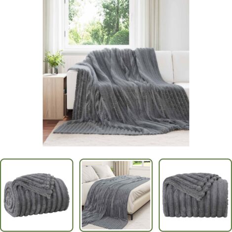 vidaXL Coperta per letto -  Coperta Grigio scuro 240 x 220 cm Panno
