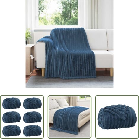 vidaXL Coperte morbide -  Coperte da Pile 6 pcs Blu navy 200 x 150 cm Panno