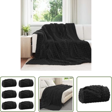 vidaXL Coperte morbide -  Coperte da Pile 6 pcs Nero 270 x 240 cm Panno