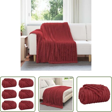 vidaXL Coperte morbide -  Coperte da Pile 6 pcs Rosso Bordeaux 200 x 150 cm Panno