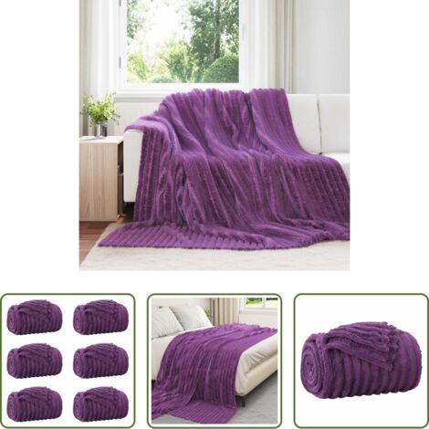 vidaXL Coperte morbide - Coperte da Pile 6 pcs Viola 270 x 240 cm Panno