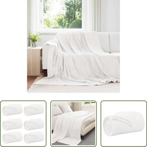 vidaXL Coperte per casa -  Coperte da Pile 6 pcs Bianco 240 x 270 cm Panno