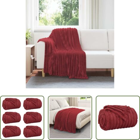 vidaXL Coperte per casa -  Coperte da Pile 6 pcs Rosso Bordeaux 150 x 130 cm Panno