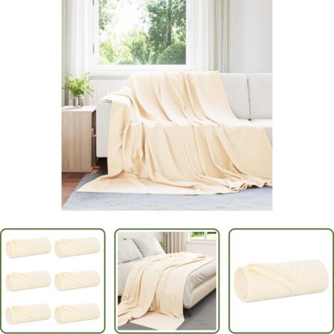 vidaXL Coperte per letto -  Coperte da Pile 6 pcs Crema 240 x 220 cm Panno
