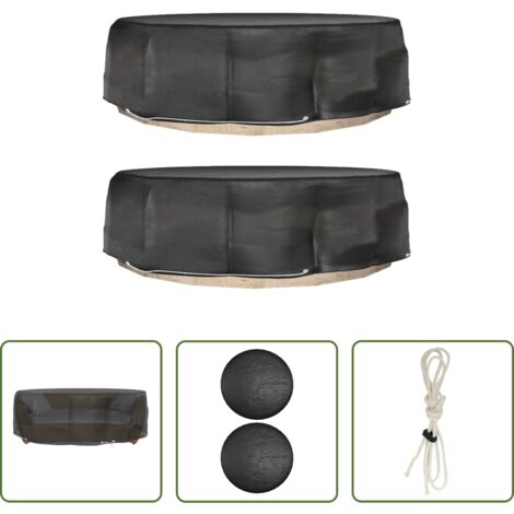 vidaXL Copertura per salotto esterno -  Coperture Divani Isola 2pz con 8 Occhielli Ø188x50 cm Rotonde