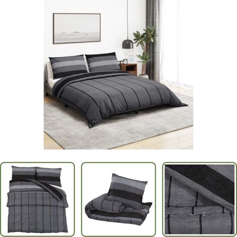 vidaXL Copriletto in cotone -  Set Copripiumino Grigio Scuro 200x220 cm in Cotone