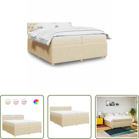 vidaXL Coprimaterasso -  Giroletto a Molle con Materasso Crema 200x200 cm in Tessuto