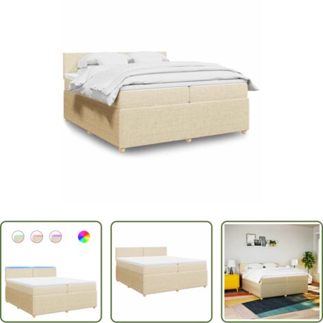 vidaXL Coprimaterasso -  Giroletto a Molle con Materasso Crema 200x200 cm in Tessuto