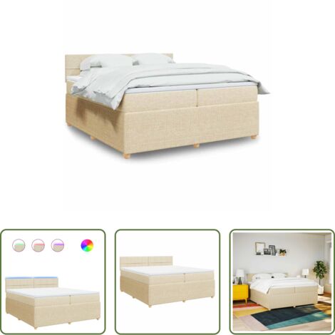 vidaXL Coprimaterasso -  Giroletto a Molle con Materasso Crema 200x200 cm in Tessuto