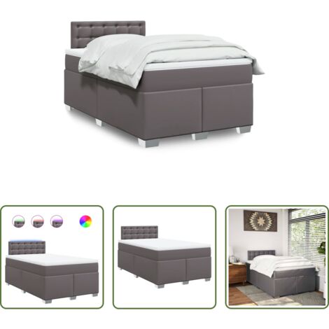 vidaXL Coprimaterasso -  Giroletto a Molle con Materasso Grigio 120x190 cm in Similpelle