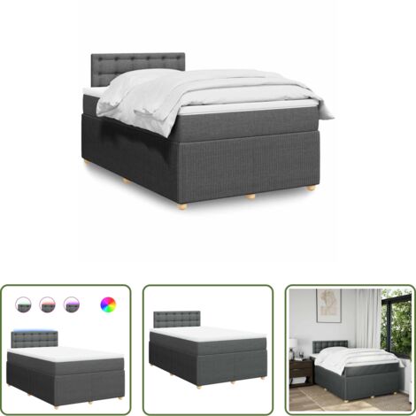 vidaXL Coprimaterasso -  Giroletto a Molle con Materasso Grigio Scuro 120x200 cm Tessuto