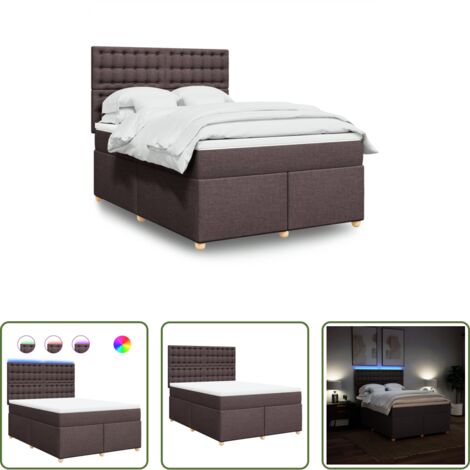 vidaXL Coprimaterasso -  Giroletto a Molle con Materasso Marrone Scuro 140x190cm Tessuto