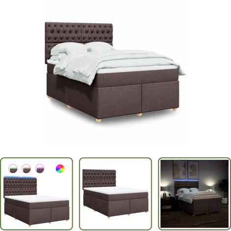 vidaXL Coprimaterasso -  Giroletto a Molle con Materasso Marrone Scuro 140x190cm Tessuto