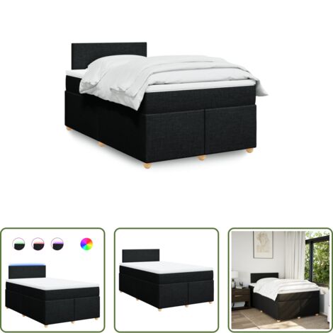 vidaXL Coprimaterasso -  Giroletto a Molle con Materasso Nero 120x190 cm in Tessuto