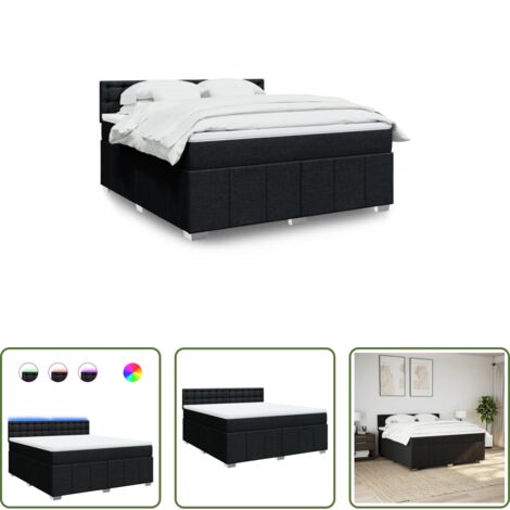 vidaXL Coprimaterasso -  Giroletto a Molle con Materasso Nero 180x200 cm in Tessuto
