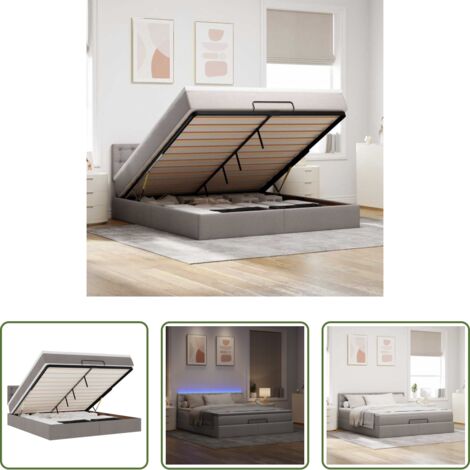 vidaXL Coprimaterasso -  Pouf Letto con Materasso e LED Tortora 180x200cm in Tessuto