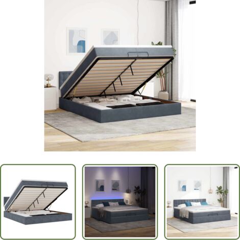 vidaXL Coprimaterasso -  Struttura Letto Pouf con Materassi 200x200 cm Velluto