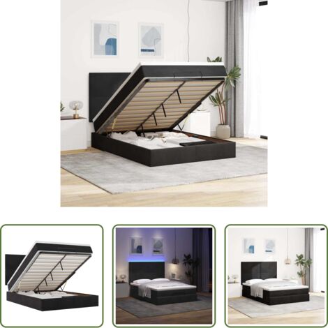 vidaXL Coprimaterasso -  Struttura Letto Pouf con Materassi Nero 140x190 cm in Velluto