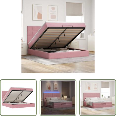 vidaXL Coprimaterasso -  Struttura Letto Pouf con Materassi Rosa 160x200 cm Velluto