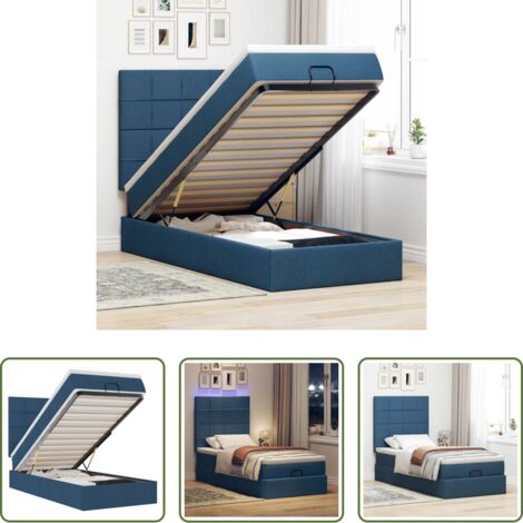 vidaXL Coprimaterasso -  Struttura Letto Pouf con Materasso Blu 90x190 cm in Tessuto