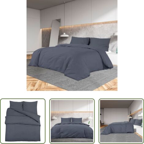vidaXL Copripiumino morbido -  Set Copripiumino Antracite 135x200 cm in Microfibra Leggera