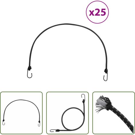vidaXL Corda elastica per tende -  Corde Elastiche con Strisce Riflettenti e Ganci 25 pz 100 cm
