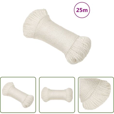 vidaXL Corda in polipropilene -  Corda da Lavoro Bianca 8 mm 25 m in Polipropilene