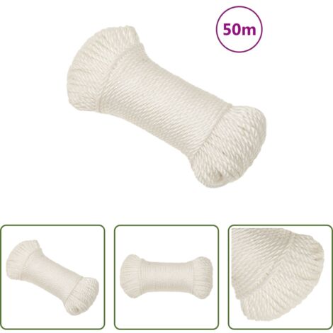 vidaXL Corda in polipropilene -  Corda da Lavoro Bianca 8 mm 50 m in Polipropilene