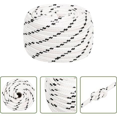 vidaXL Corda per barca -  Corda Intrecciata per Barca Bianca 16 mm x 50 m Poliestere