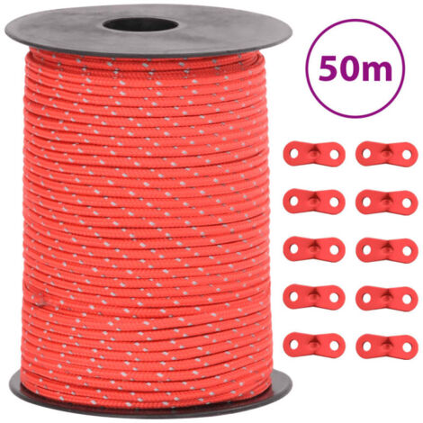 vidaXL Corda Tenda con Strisce Riflettenti e Chiavi 50 m 3 mm