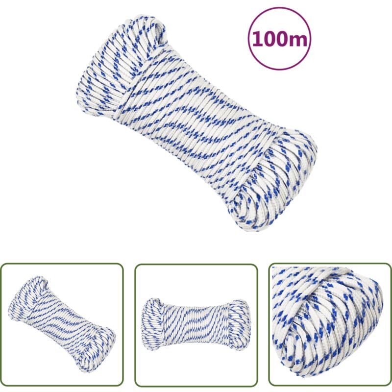 VidaXL Corde de bateau Blanc 5 mm 100 m Polypropylène