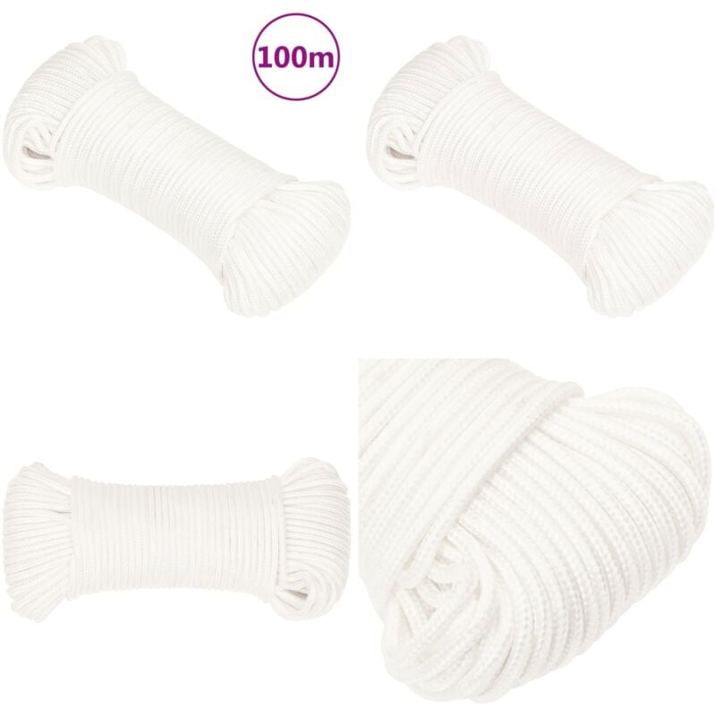 Corde de bateau Blanc complet 4 mm 100 m Polypropylène - Vidaxl
