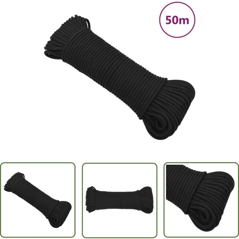 VidaXL Corde de bateau Noir complet 5 mm 50 m Polypropylène