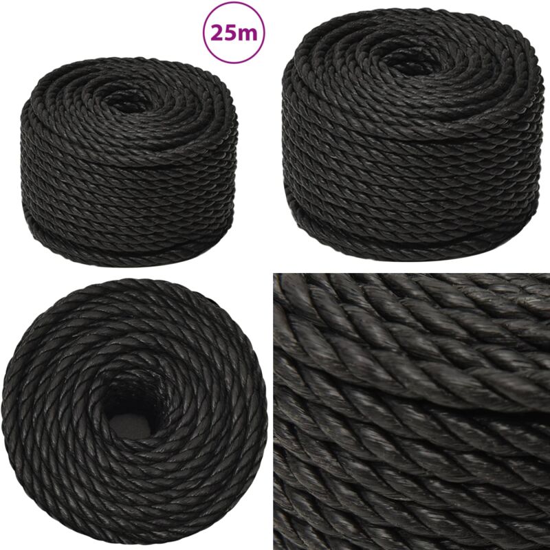 Corde de travail Noir 12 mm 25 m polypropylène - Vidaxl